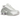 Nike Shox R4 White Metallic Platinum Barely Grape sneakers i skrå vinkel, med sølvfarvede detaljer og den karakteristiske stødabsorberende sål