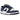 Nike Dunk Low White Midnight Navy sneakers i klassisk profil med glat hvid læderbase, mørkeblå overlays og matchende ydersål.