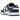 Nike Dunk Low White Midnight Navy sneakers i en sideprofil med glat hvid læderbase, mørkeblå overlays, hvide snørebånd og hvid mellemsål.