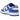Nike Dunk Low White Hyper Royal (2025) sneakers i en stilfuld sideprofil, der fremhæver de blå overlays på en ren hvid læderbase.