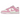 Nike Dunk Low Next Nature Pink Rise Sail sneakers i en vinklet visning med lys overdel, markant lyserød swoosh og en matchende sål.