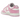 Nike Dunk Low Next Nature Pink Rise Sail sneakers set fra siden med lyserøde læderpaneler, cremefarvet base og ikonisk swoosh-logo.