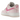 Nike Air Force 1 '07 LX Pearl Pink Paw Print sneakers i vinklet visning med lyserød overdel, mønstrede potetryk og hvid mellemsål