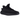 Yeezy Boost 350 V2 Onyx sneakers i en vinklet visning med sort Primeknit overdel, matchende sorte snørebånd og en mørk, semi-translucent ydersål