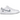 Nike SB Dunk Low Supreme 94 White Metallic Silver sneakers i profil med hvid læderoverdel, metallisk sølv-swoosh og klassisk hvid mellemsål.