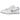 Nike SB Dunk Low Supreme 94 White Metallic Silver sneakers i en vinklet visning med hvid overdel, sølvfarvede detaljer og en holdbar ydersål