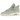 Air Jordan 4 Retro Seafoam Sail sneakers i en vinklet visning med hvid læderoverdel, grønne detaljer, synlig Air-enhed og detaljeret sål.