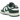 Nike Dunk Low Gorge Green Gold Mini Swoosh sneakers i en vinklet profilvisning med mørkegrønne læderoverlag, hvid base og gyldne detaljer