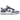 Nike Dunk Low World Indigo Mini Swoosh sneakers i profil, der viser en hvid overdel med mørkeblå detaljer, indigoblå swoosh og en matchende blå sål.