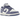 Nike Dunk Low World Indigo Mini Swoosh sneakers set fra siden med hvide og indigoblå læderpaneler, lille swoosh på ydersiden og hvid mellemsål.