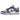 Nike Dunk Low World Indigo Mini Swoosh sneakers i profil, der viser en hvid base, indigo læderoverlays og en detaljeret mini-swoosh på siden.