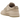 Nike Dunk Low Sanddrift sneakers i vinklet visning, med overdel i beige læder, kontrastfuld hvid Swoosh og matchende lys sål