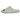 Yeezy Slide Salt sneakers set fra siden, fremviser den karakteristiske grå minimalistiske silhuet med en takket sål og åben tåboks