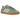 Adidas Samba OG Silver Green sneakers i skrå vinkel med grøn overdel, sølvfarvede striber, hvide snørebånd og klassisk gummisål