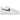 Nike Air Force 1 Low Liquid Metal Swoosh sneakers i profil, fremviser en hvid læderoverdel og et skinnende metallisk sølv-swoosh på siden.
