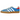 Adidas Gazelle Indoor Olympic Blue sneakers i profil, viser overdel i blåt ruskind med klassiske hvide striber og transparent gummisål.