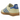 Adidas Gazelle Indoor Powder Yellow Royal Blue sneakers i sideprofil med gul overdel, blå adidas-striber, gummisål og detaljer i ruskind.