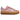 Adidas Gazelle Bold True Pink Gum sneakers i sideprofil, udført i pink ruskind med hvide striber og en tyk brun gummisål.