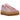 Adidas Gazelle Bold True Pink Gum sneakers set fra siden med en markant pink overdel i ruskind, tre hvide striber og en klassisk brun gummisål