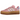 Adidas Gazelle Bold True Pink Gum sneakers set fra siden med lyserød overdel i ruskind, tre hvide striber og en markant brun gummisål