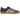 Adidas Gazelle Indoor Dark Blue Bliss Orange sneakers i profil med blå ruskindsoverdel, orange trestriber og en gennemsigtig gummisål.