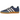 Adidas Gazelle Indoor Dark Blue Bliss Orange sneakers i profil med mørkeblå ruskindsoverdel, orange trestriber og en gennemsigtig gummisål