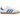 Adidas Samba OG White Blue GS sneakers i en flot profilvinkel med hvid læderoverdel, blå striber og en klassisk brun gummisål