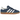 Adidas Gazelle Indoor Night Indigo Off White Gold Metallic sneakers set fra siden med marineblå ruskindsoverdel, hvide striber og gennemsigtig sål