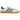Adidas Handball Spezial Cream White Blue Warm Sandstone sneakers i en flot profil med hvid læderoverdel, blå striber og brun gummisål.