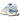 New Balance 9060 Pearl Grey Dark Shoreline Blue sneakers vist fra siden med ruskindsoverlays, bølget sål og ikonisk N-logo i grå og blå nuancer