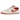 Jordan 1 Low Ruby sneakers i en flot vinkel med rød og hvid læderoverdel, snørebånd og klassisk sål
