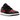 Jordan 1 Low Bred Twist sneakers i vinklet visning med sort og rød læderoverdel, røde snørebånd og hvid mellemsål