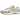 Nike Air Max 1 Summit White University Gold sneakers i sideprofil med hvid overdel, gule detaljer og synlig Air unit i sålen