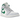 Jordan 1 Mid White Pure Platinum Pine Green sneakers i sideprofil med hvid læderoverdel og grønne detaljer samt snørebånd