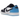 Air Jordan 1 Retro Low OG Black Dark Powder Blue sneakers i sideprofil med sort og lyseblåt læderdesign samt hvid mellemsål