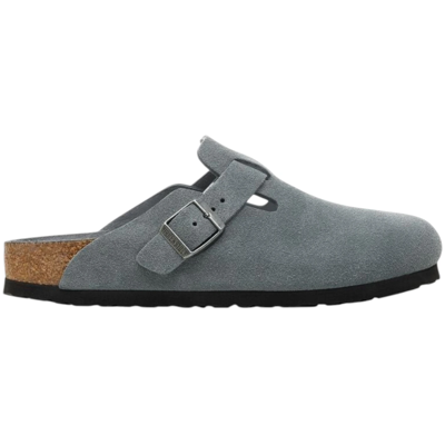 Birkenstock Boston Soft Footbed Suede Leather Basalt Gray Tonal