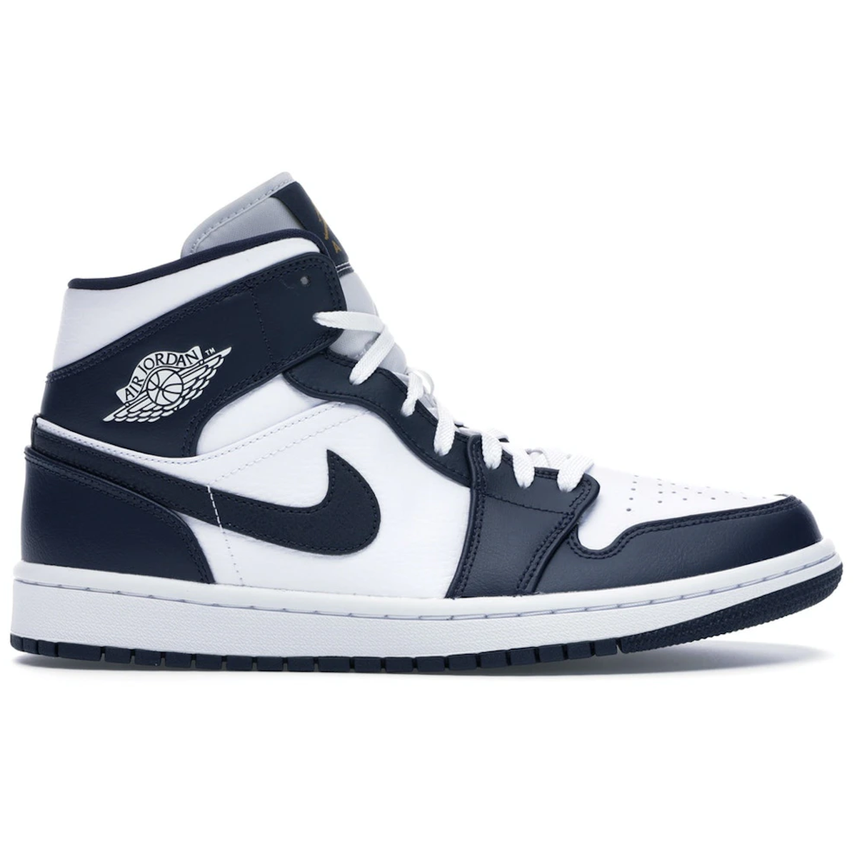 Air Jordan 1 Mid White Metallic Gold Obsidian