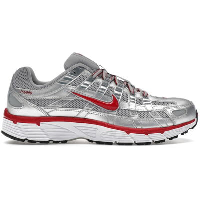 Nike P-6000 Metallic Silver Gym Red