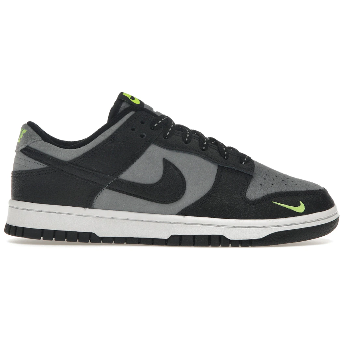 Nike Dunk Low Black Cool Grey Volt Mini Swoosh