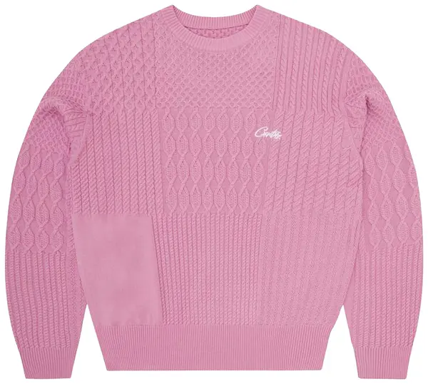 Corteiz Paneled Multi Knit Sweater Pink SS25