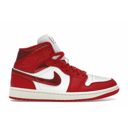 Air Jordan 1 Mid SE Red Cracked Leather