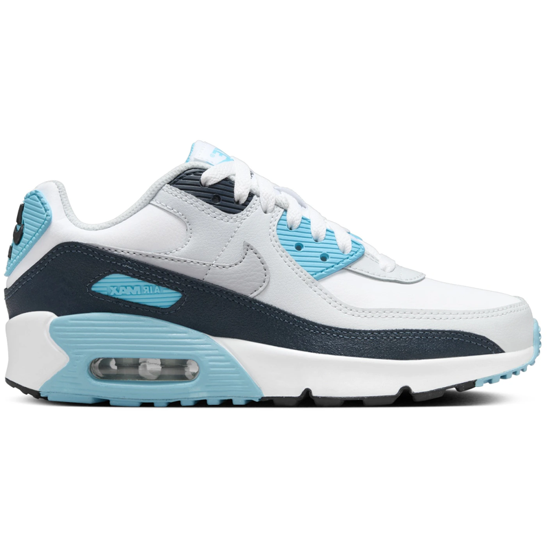 Nike Air Max 90 White Baltic Blue Armory Navy Wolf Grey