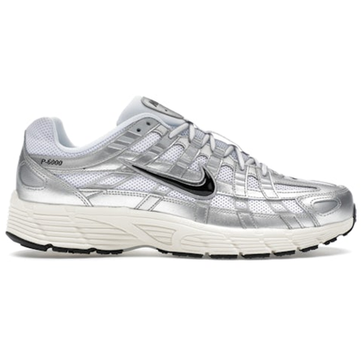 Nike P-6000 White Metallic Silver Flat Silver Black