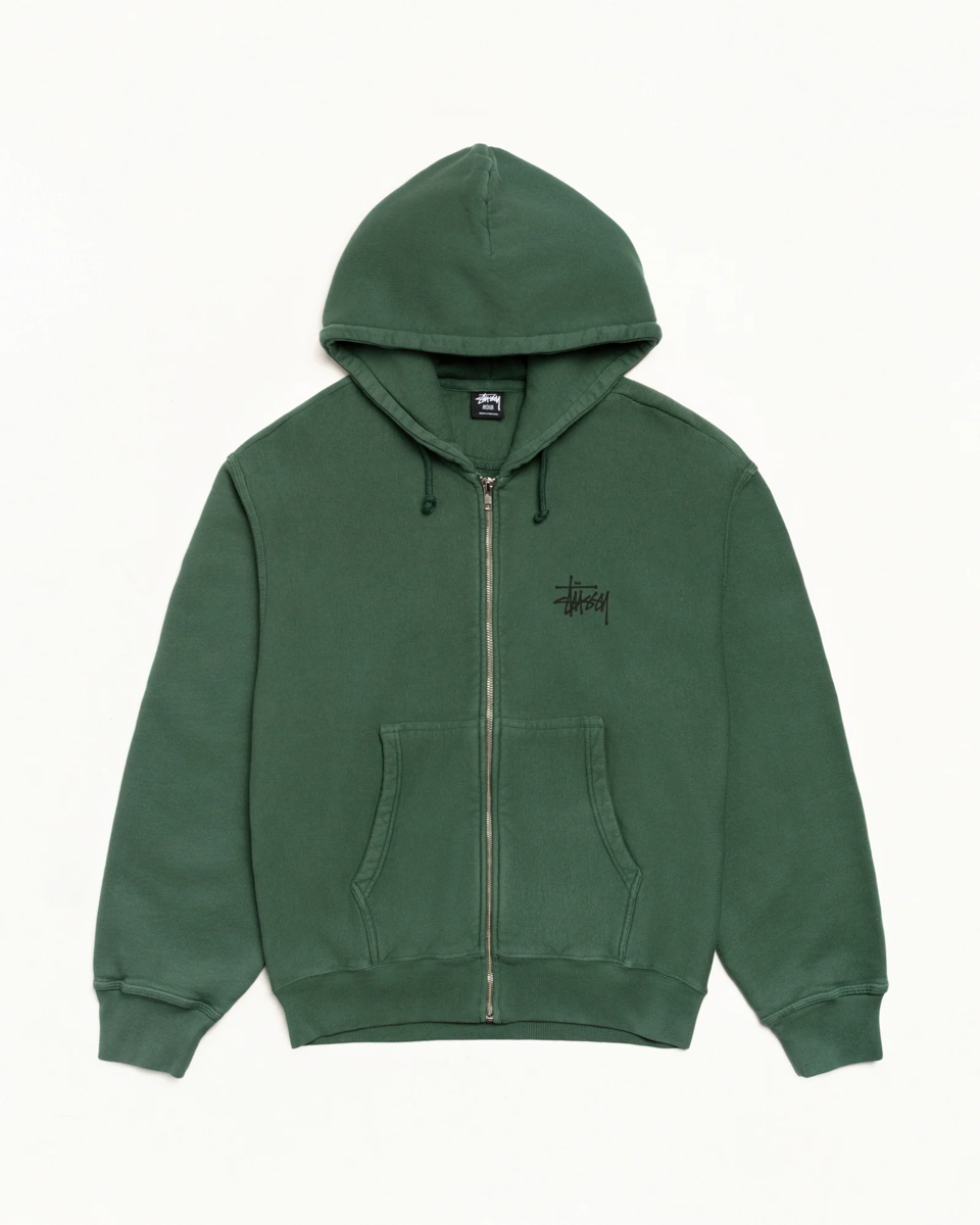 Stussy Basic Stussy Zip Hoodie Pine Pigment Dyed