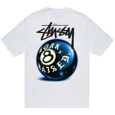 Stussy Born X Raised 8 Ball Tee White